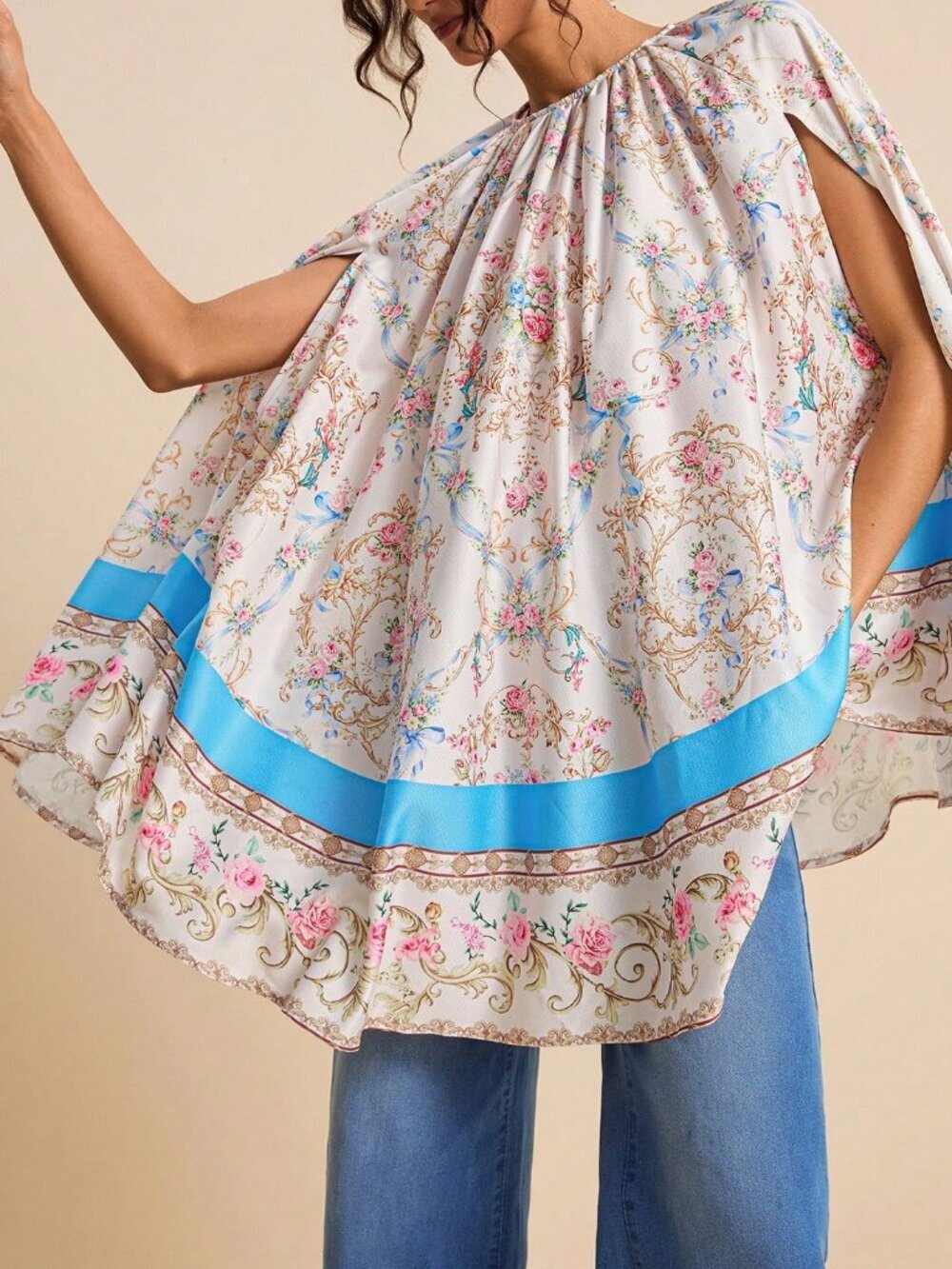 Pink Boho Women's Baroque Placement Print Tunic